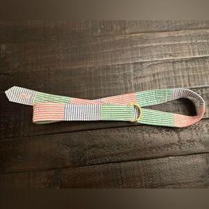 Vineyard Vines Women’s seersucker patchwork double ring belt- Medium